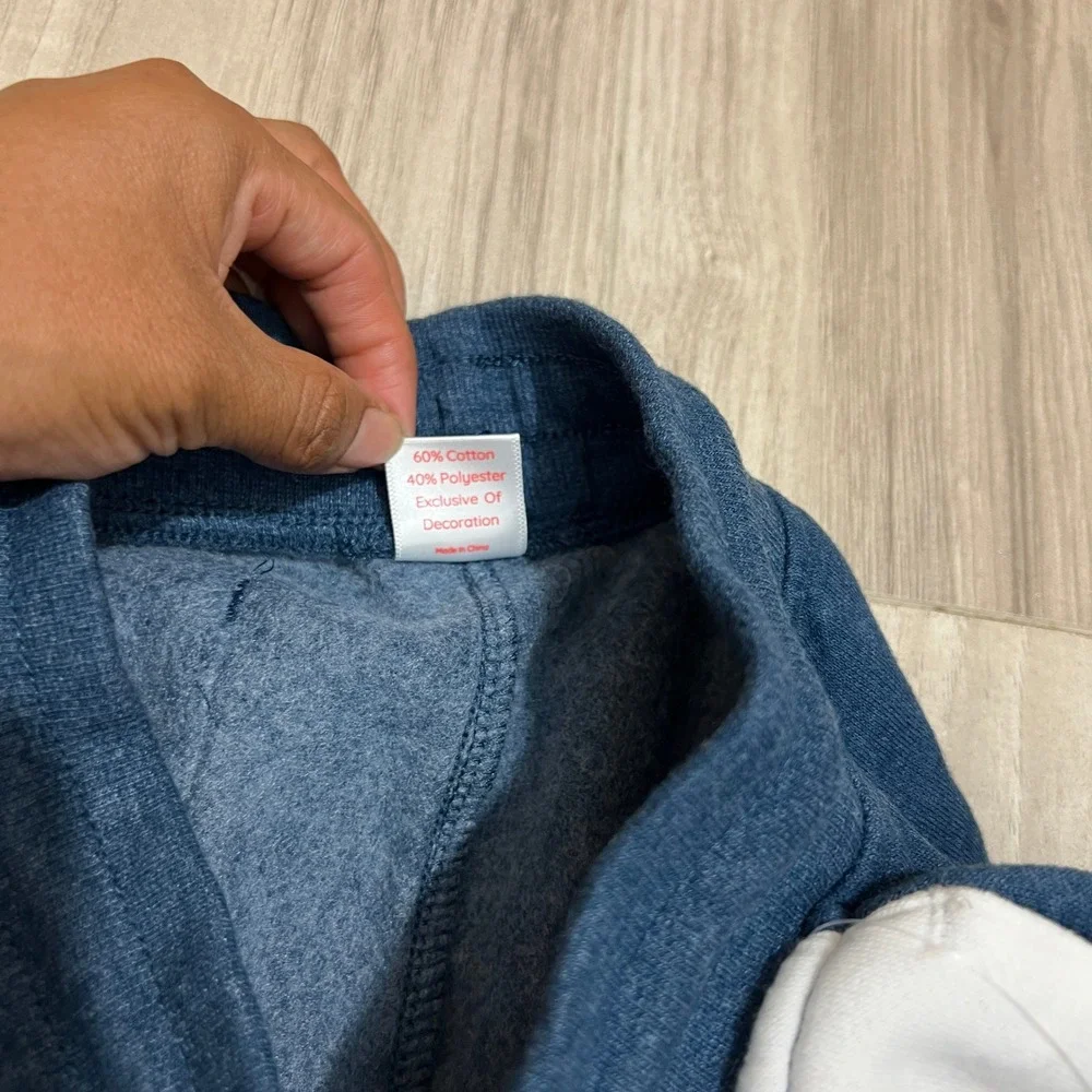 FabKids Jogger Sweatpants Size S 6/7 Blue Heather Fleece White Side Stripe
